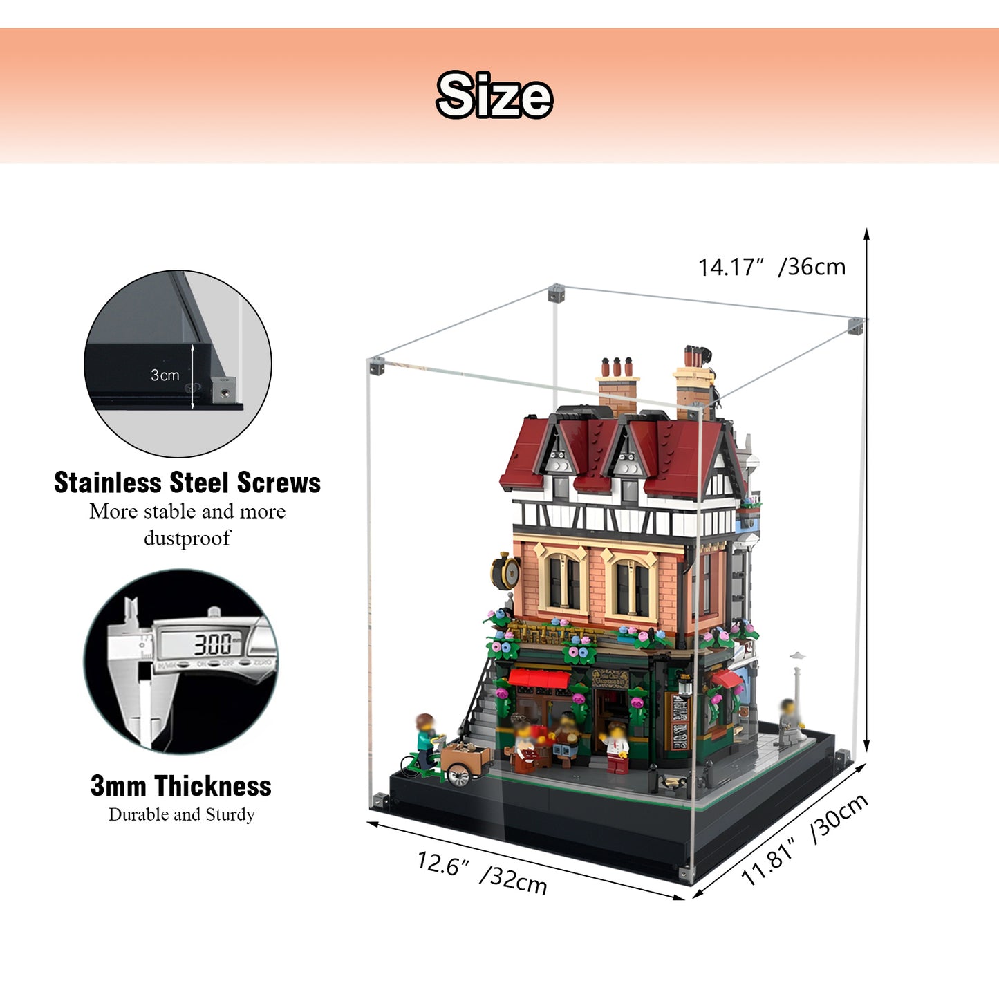 BrickArmor Display Case for LEGO 10350 Tudor Corner Building Set,Dustproof Clear Display Box Compatible with Lego 10350(Box Only,Model Not Included)