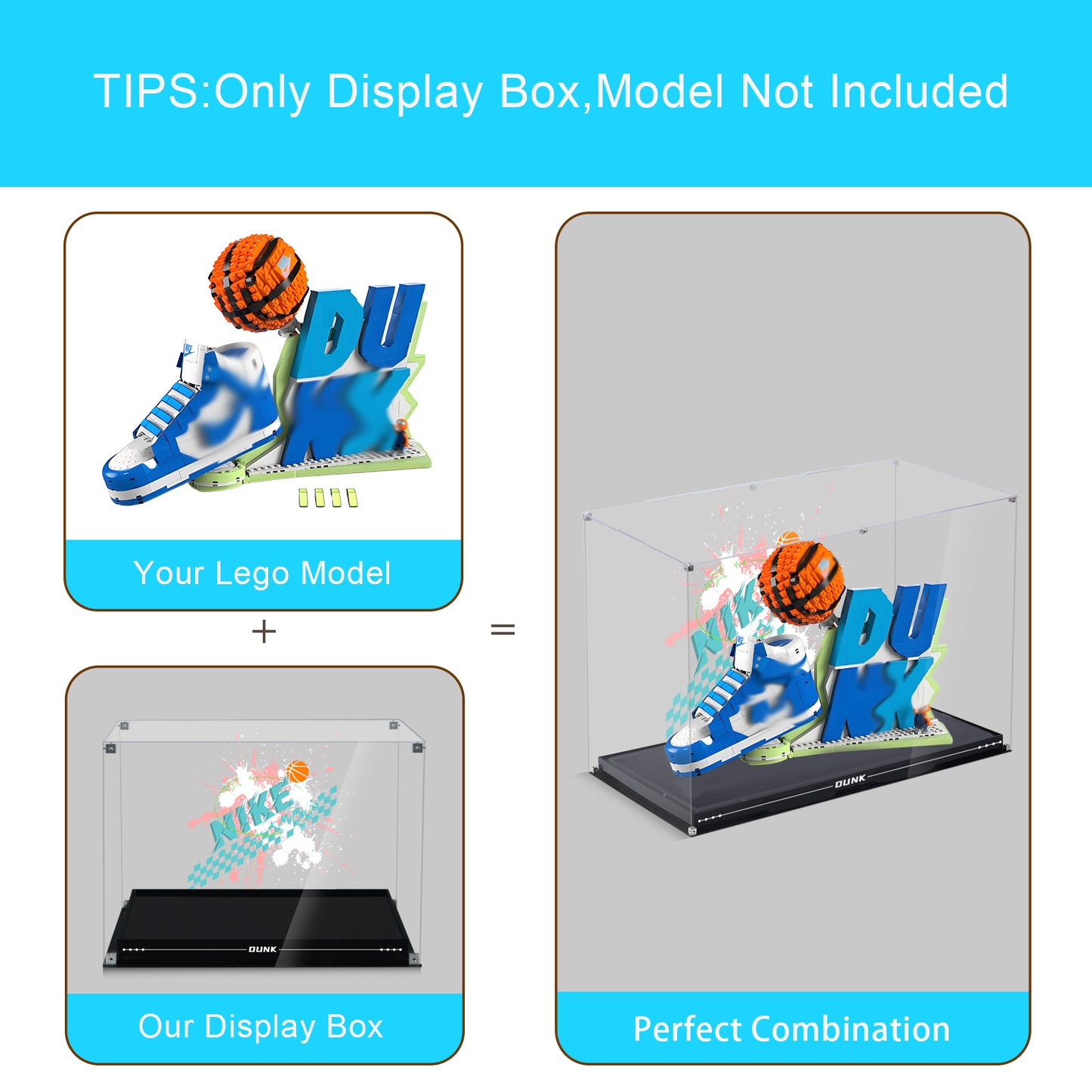 BrickArmor Display Case for LEGO 43008 Set x Nike Dunk Building Set,Dustproof Clear Display Box Compatible with Lego43008( Only Case,Model Not Included)