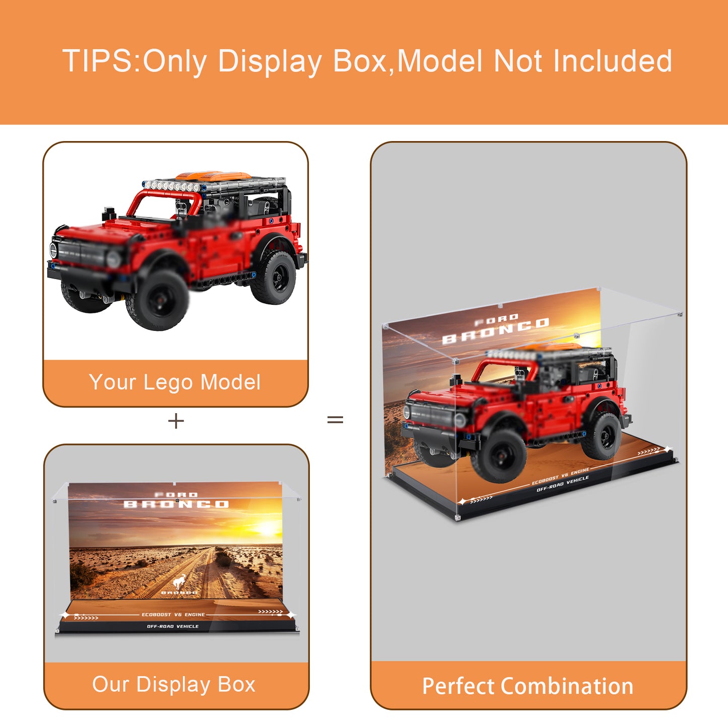 BrickArmor Display Case for LEGO 42213 Ford Bronco SUV Technic Car Building Set,Dustproof Clear Display Box Compatible with Lego 42213 (Box Only,Model Not Included)