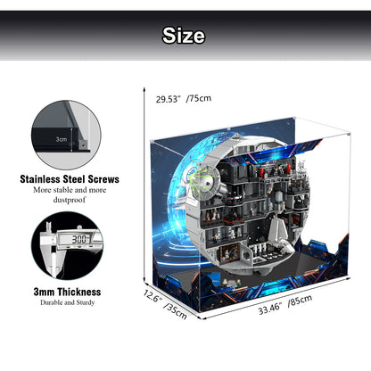 Acrylic Display Case Compatible with Lego 75419 UCS Death Star 2025 Building Set,Innovative Magnetic Front  Dustproof Display Box Compatible with Lego75419 (Box Only, Model Not Included)
