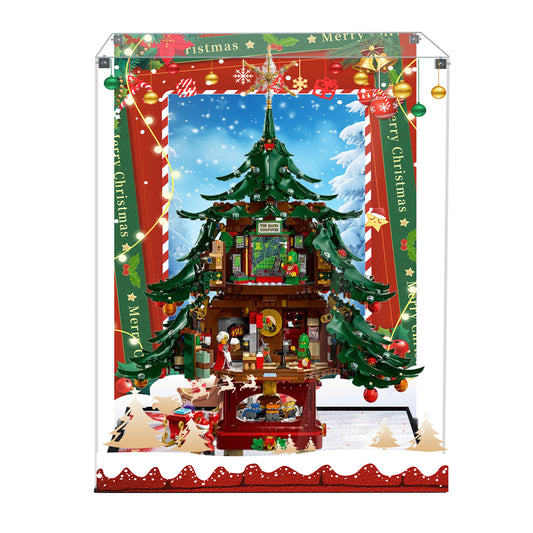 Acrylic Display Case Compatible with Lego 41843 Family Christmas Tree 2025 Building Set,Creative Magnetic Front Panel, Dustproof Clear Display Box Compatible with Lego 41843(Box Only，Model Not Included)