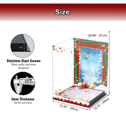 Acrylic Display Case Compatible with Lego 41843 Family Christmas Tree 2025 Building Set,Creative Magnetic Front Panel, Dustproof Clear Display Box Compatible with Lego 41843(Box Only，Model Not Included)