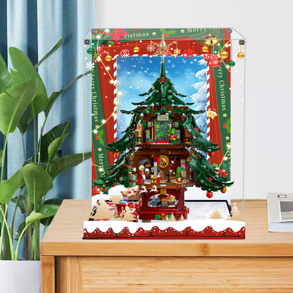 Acrylic Display Case Compatible with Lego 41843 Family Christmas Tree 2025 Building Set,Creative Magnetic Front Panel, Dustproof Clear Display Box Compatible with Lego 41843(Box Only，Model Not Included)