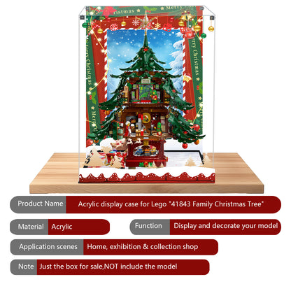 Acrylic Display Case Compatible with Lego 41843 Family Christmas Tree 2025 Building Set,Creative Magnetic Front Panel, Dustproof Clear Display Box Compatible with Lego 41843(Box Only，Model Not Included)