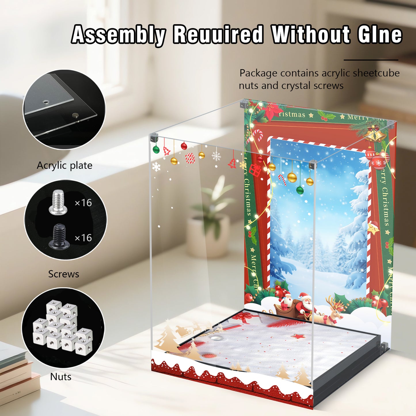 Acrylic Display Case Compatible with Lego 41843 Family Christmas Tree 2025 Building Set,Creative Magnetic Front Panel, Dustproof Clear Display Box Compatible with Lego 41843(Box Only，Model Not Included)