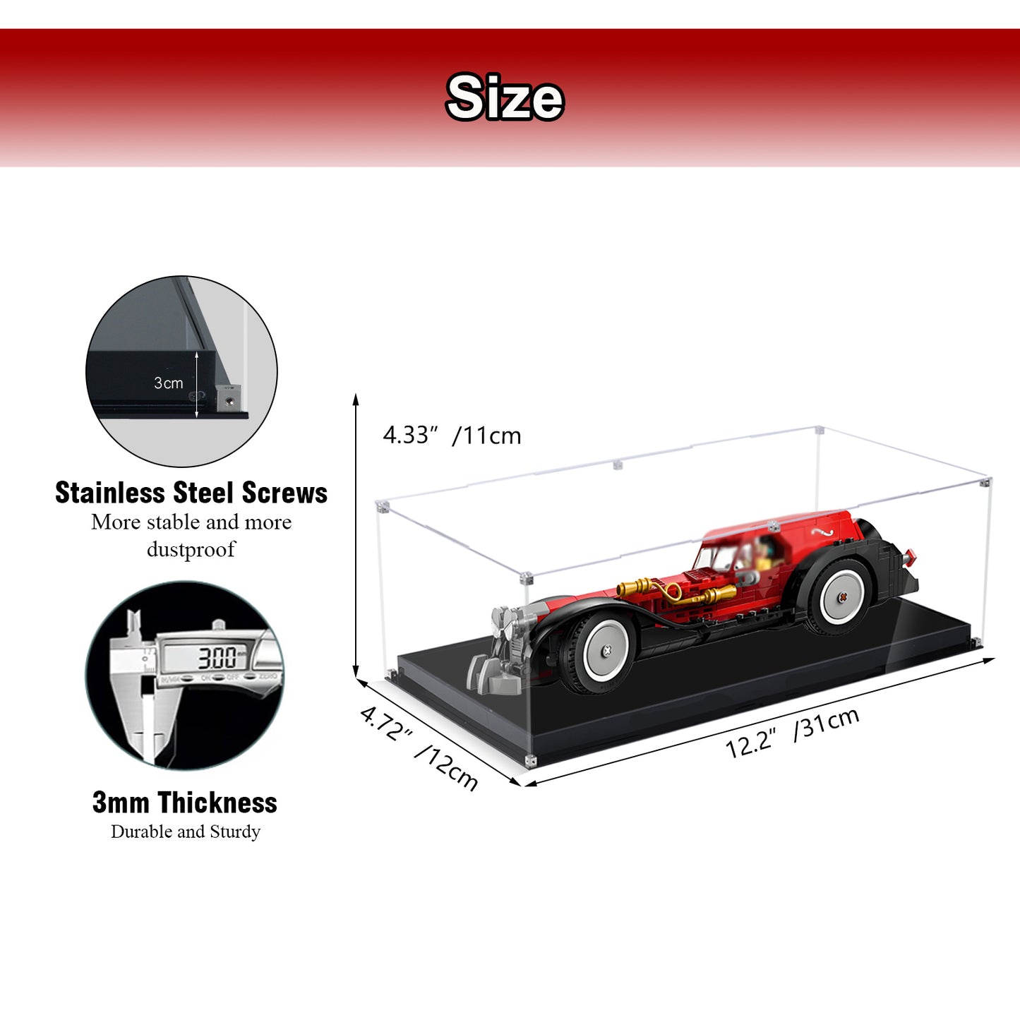 Acrylic Display Case Compatible with Lego 43277 Disney Cruella De Vil’s Car Building Set,Dustproof Clear Display Box Compatible with Lego43277(Box Only，Model Not Included)