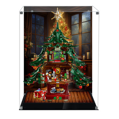Acrylic Display Case Compatible with Lego 41843 Family Christmas Tree 2025 Building Set,Creative Magnetic Front Panel, Dustproof Clear Display Box Compatible with Lego 41843(Box Only，Model Not Included)