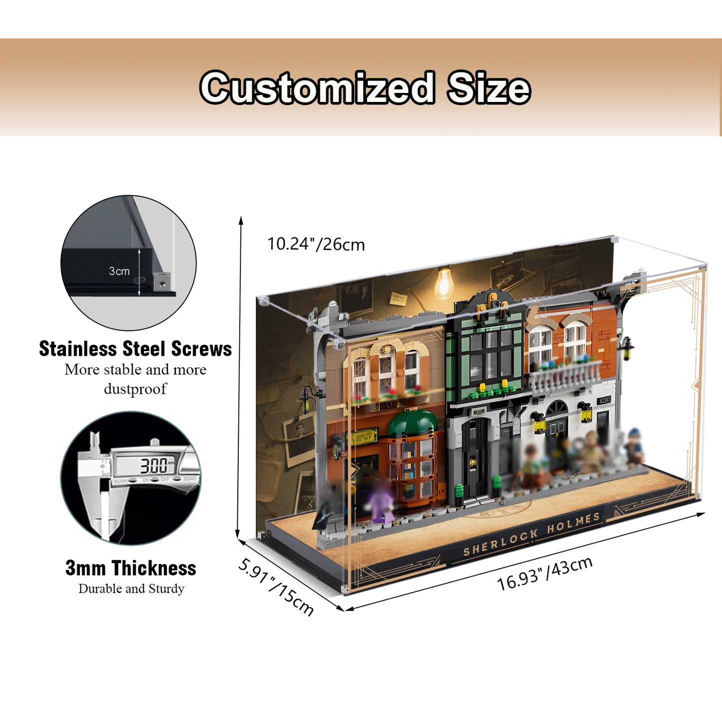 Acrylic Display Case Compatible with Lego 10351 Sherlock-Holmes: Book-Nook Set, Creative Magnetic Front Panel, Dustproof Clear Display Box Compatible with Lego 10351 Building Block(Case Only)