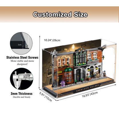 Acrylic Display Case Compatible with Lego 10351 Sherlock-Holmes: Book-Nook Set, Creative Magnetic Front Panel, Dustproof Clear Display Box Compatible with Lego 10351 Building Block(Case Only)