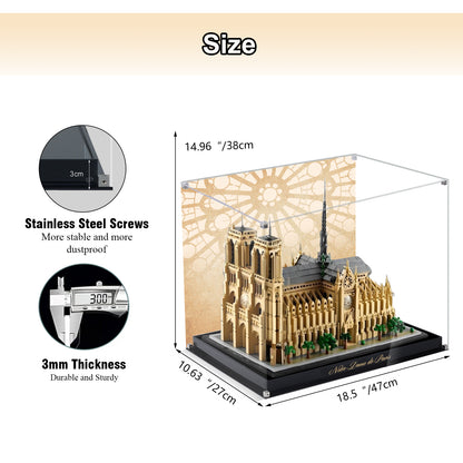 Acrylic Display Case Compatible with Lego 21061 Notre-Dame de Paris Architecture Building Set，Dustproof Clear Display Box Compatible with Lego21061(Box Only，Model Not Included)