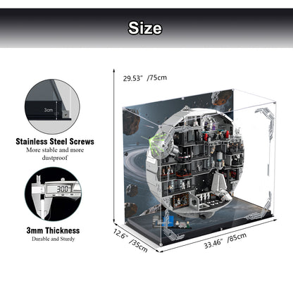 Acrylic Display Case Compatible with Lego 75419 UCS Death Star 2025 Building Set,Innovative Magnetic Front  Dustproof Display Box Compatible with Lego75419 (Box Only, Model Not Included)