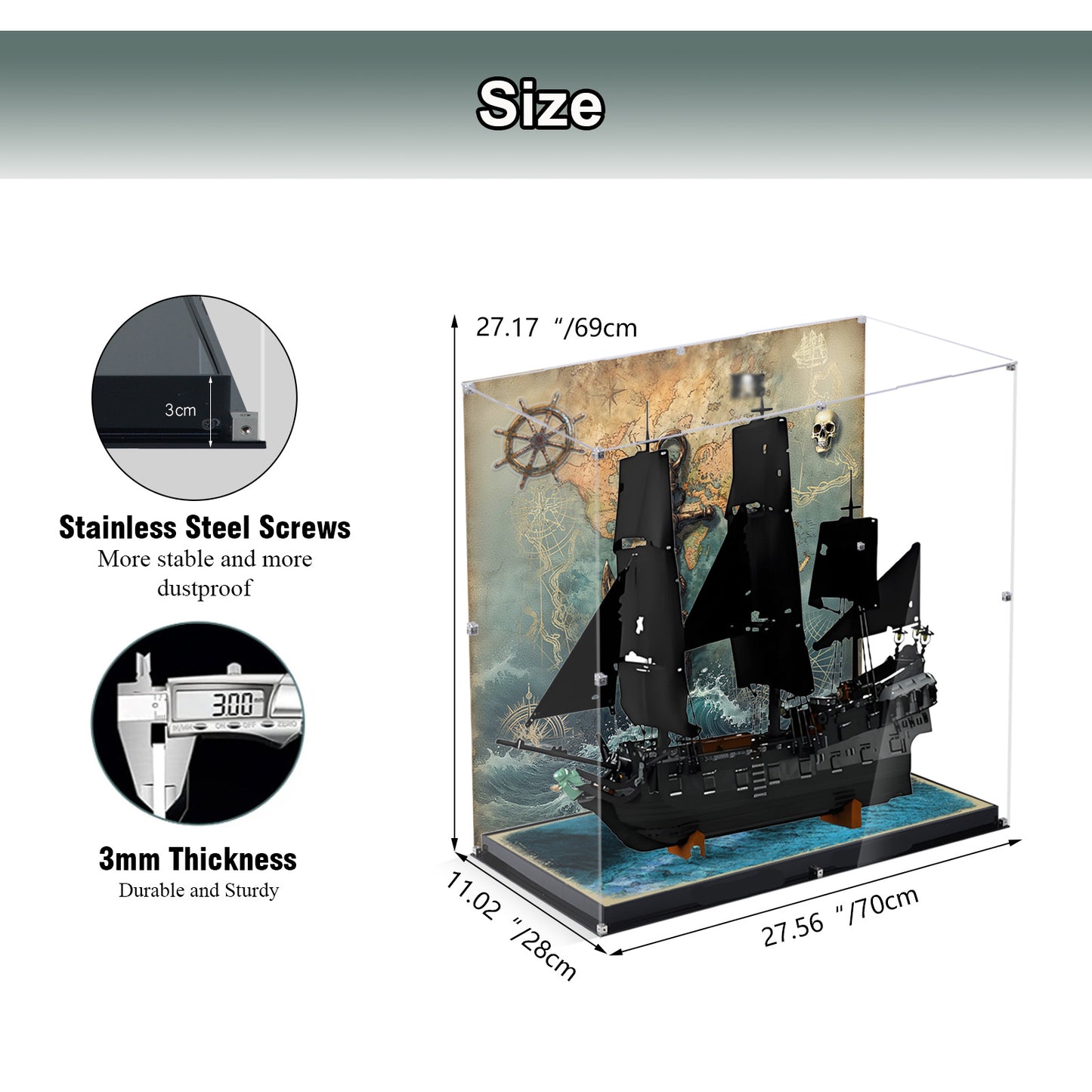 BrickArmor Display Case for LEGO 10365 Black Pearl Ship Building Set,Dustproof Clear Display Box Compatible with Lego10365(Box Only，Model Not Included)