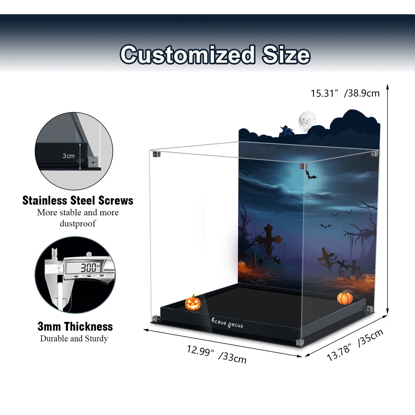Acrylic Display Case Compatible with Lego 21341 Hocus Pocus:The Sanderson Sister's Cottage Set, Magnetic Front Panel Dustproof Display Box Compatible with Lego21341(Only Box, Model Not Included)