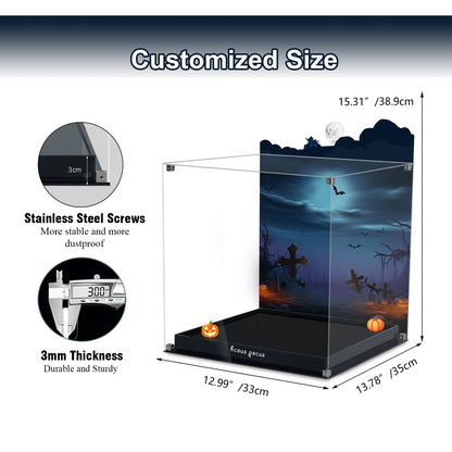 Acrylic Display Case Compatible with Lego 21341 Hocus Pocus:The Sanderson Sister's Cottage Set, Magnetic Front Panel Dustproof Display Box Compatible with Lego21341(Only Box, Model Not Included)