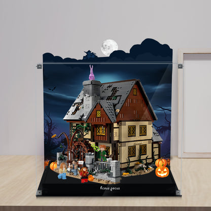 Acrylic Display Case Compatible with Lego 21341 Hocus Pocus:The Sanderson Sister's Cottage Set, Magnetic Front Panel Dustproof Display Box Compatible with Lego21341(Only Box, Model Not Included)