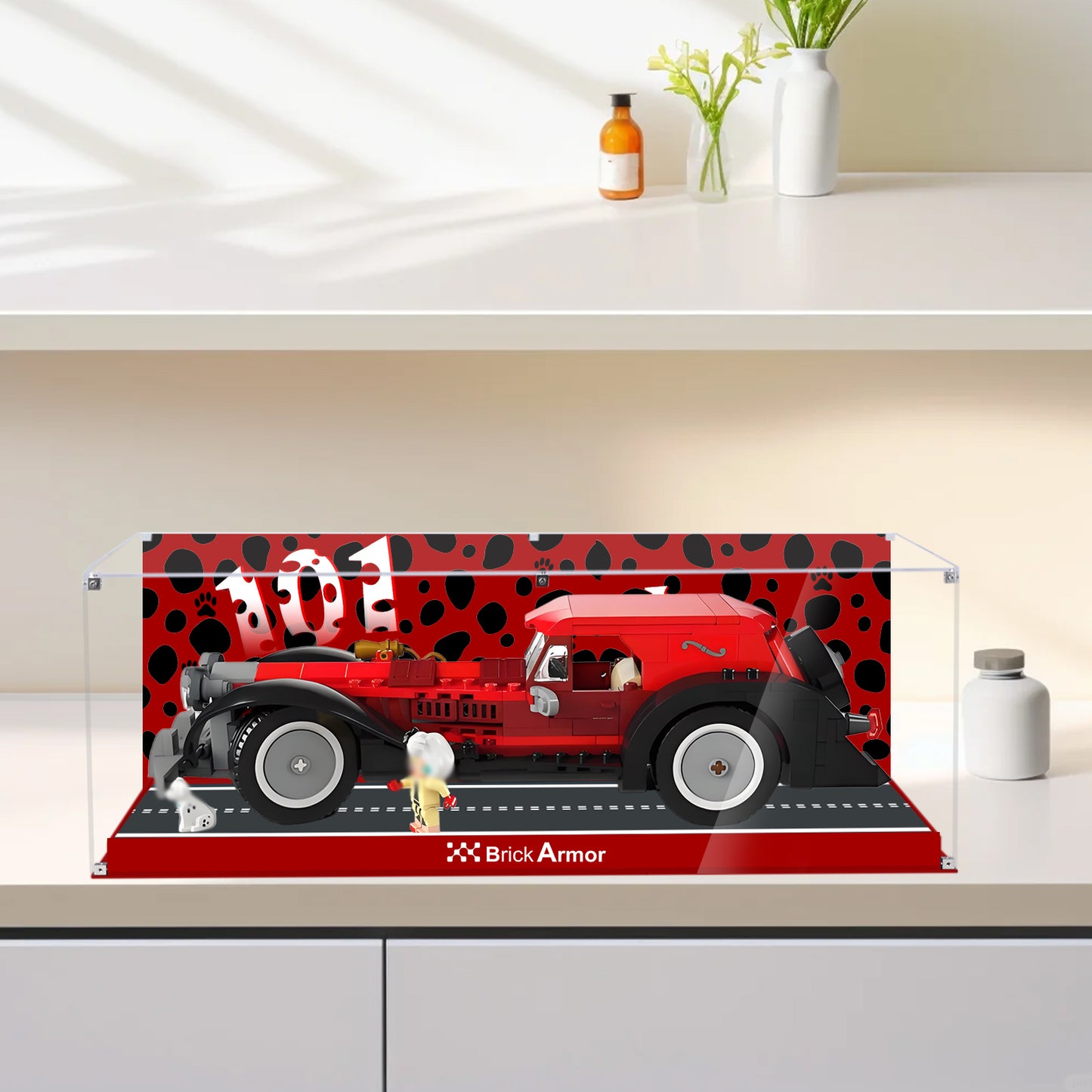 Acrylic Display Case Compatible with Lego 43277 Disney Cruella De Vil’s Car Building Set,Dustproof Clear Display Box Compatible with Lego43277(Box Only，Model Not Included)