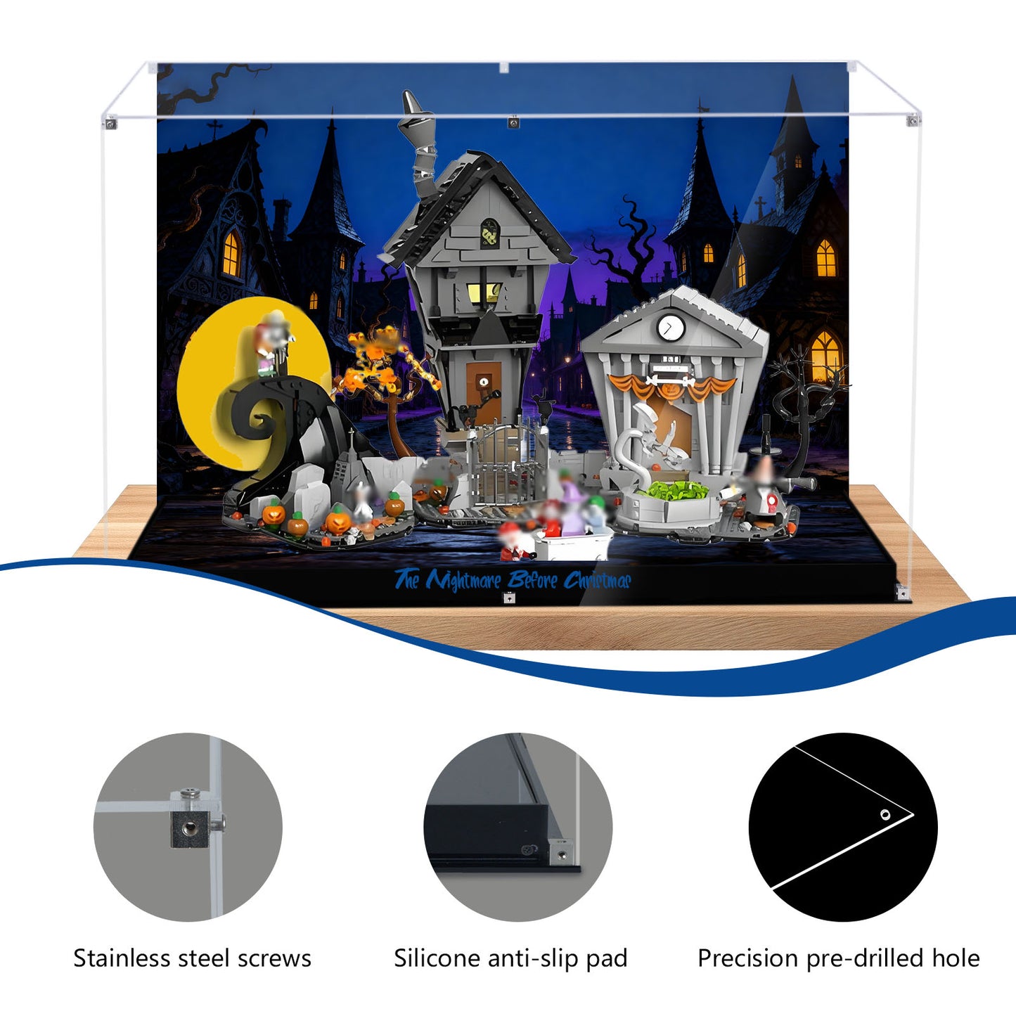 Acrylic Display Case Compatible with Lego 21351 Tim Burton's The Nightmare Before Christmas Building Set,Dustproof Clear Display Box Compatible with Lego21351 (Box Only，Model Not Included)