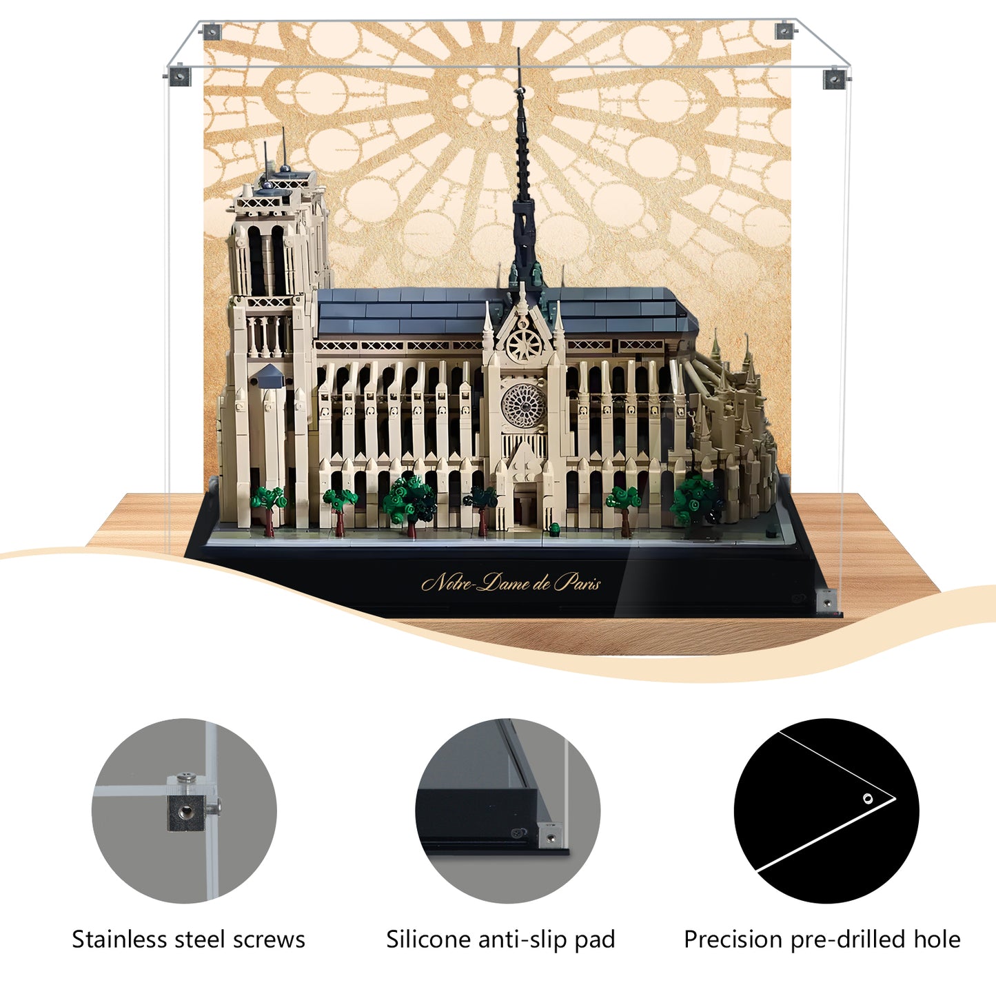 Acrylic Display Case Compatible with Lego 21061 Notre-Dame de Paris Architecture Building Set，Dustproof Clear Display Box Compatible with Lego21061(Box Only，Model Not Included)