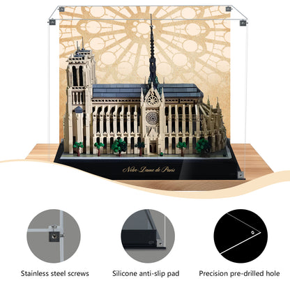 Acrylic Display Case Compatible with Lego 21061 Notre-Dame de Paris Architecture Building Set，Dustproof Clear Display Box Compatible with Lego21061(Box Only，Model Not Included)