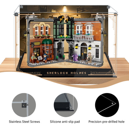 Acrylic Display Case Compatible with Lego 10351 Sherlock-Holmes: Book-Nook Set, Creative Magnetic Front Panel, Dustproof Clear Display Box Compatible with Lego 10351 Building Block(Case Only)