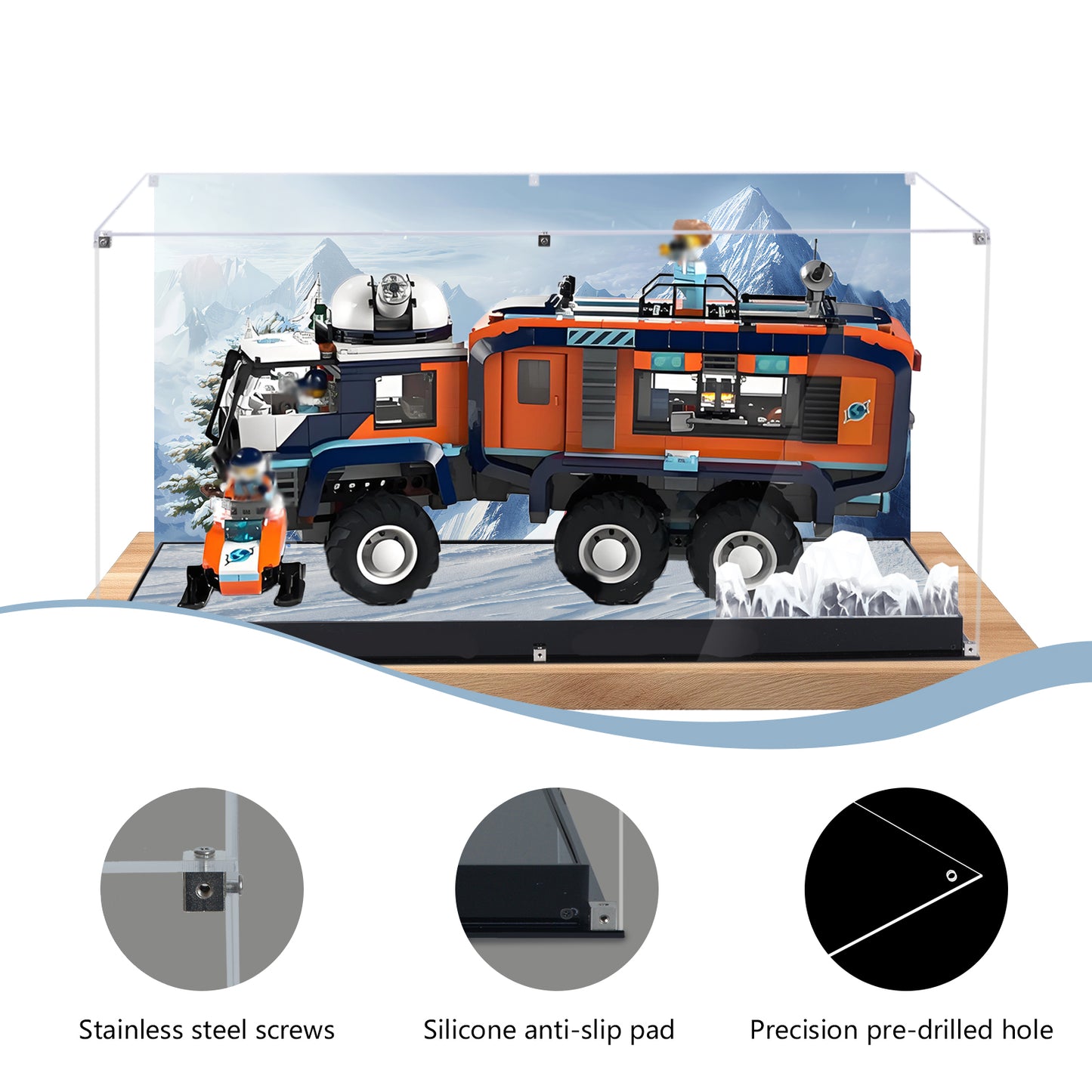 BrickArmor Display Case for LEGO 60471 Arctic Explorer Science Lab Truck Set,Innovative Magnetic Front Panel Dustproof Display Box Compatible with Lego 60471 (Only Box, Model Not Included)
