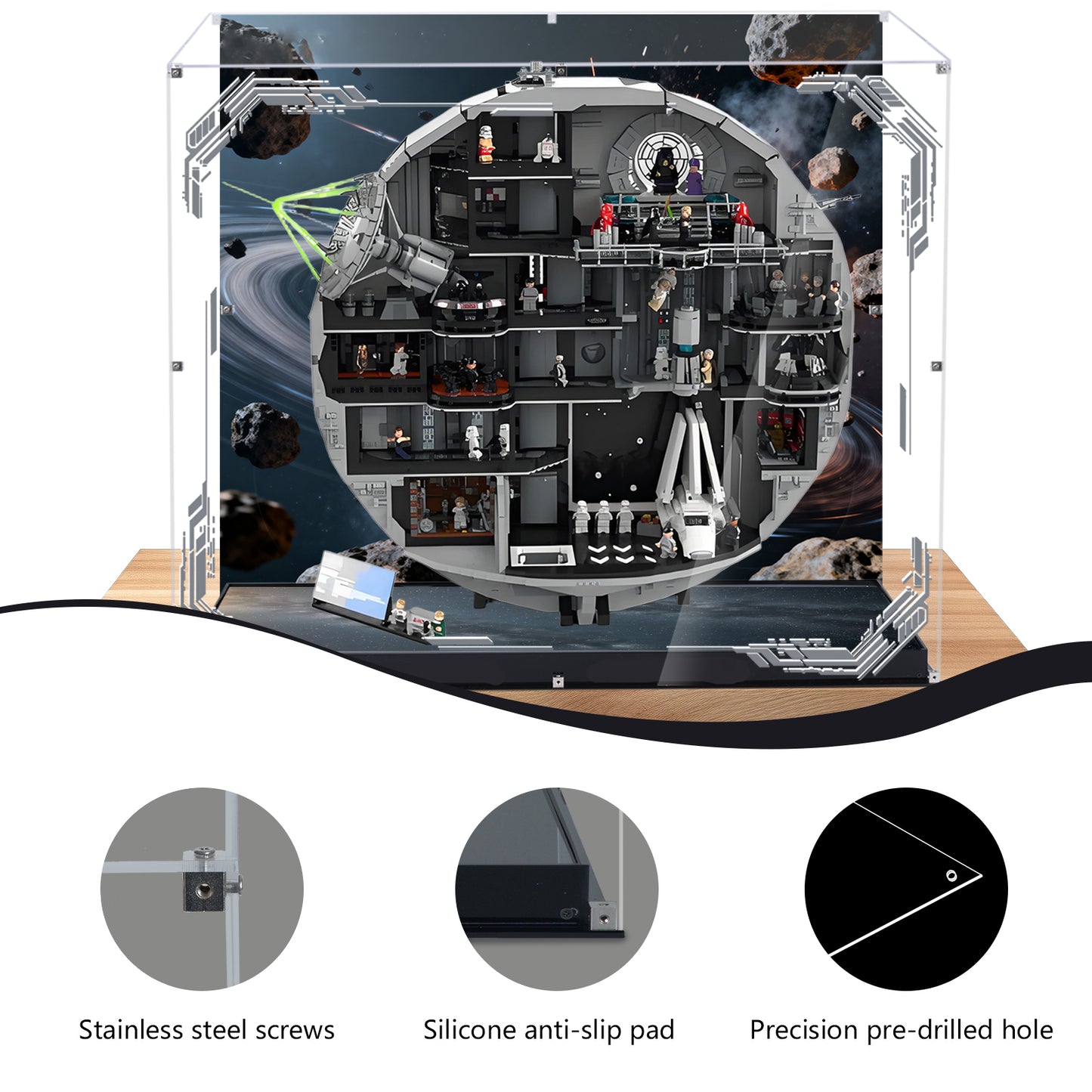 Acrylic Display Case Compatible with Lego 75419 UCS Death Star 2025 Building Set,Innovative Magnetic Front  Dustproof Display Box Compatible with Lego75419 (Box Only, Model Not Included)