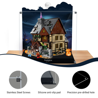 Acrylic Display Case Compatible with Lego 21341 Hocus Pocus:The Sanderson Sister's Cottage Set, Magnetic Front Panel Dustproof Display Box Compatible with Lego21341(Only Box, Model Not Included)