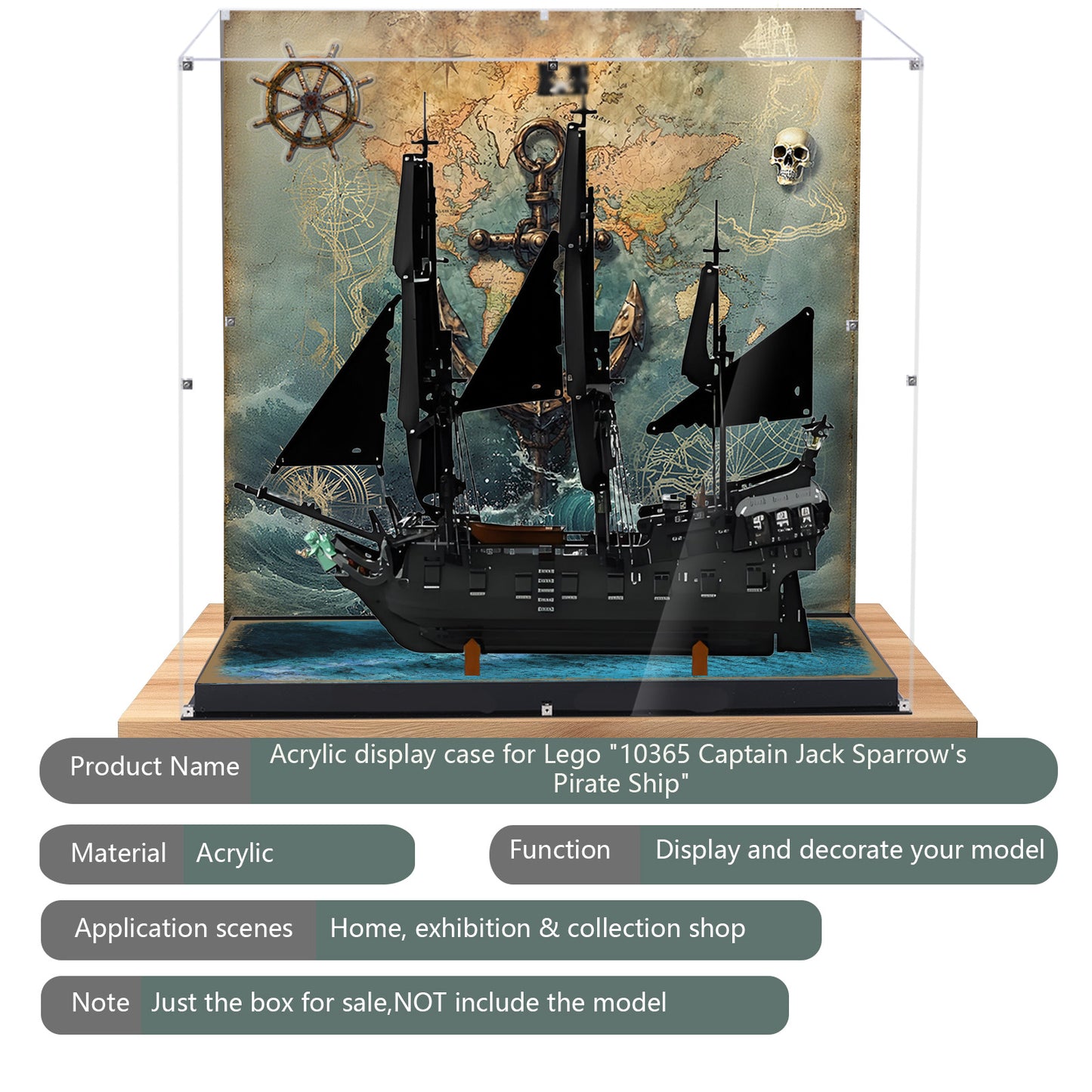 BrickArmor Display Case for LEGO 10365 Black Pearl Ship Building Set,Dustproof Clear Display Box Compatible with Lego10365(Box Only，Model Not Included)