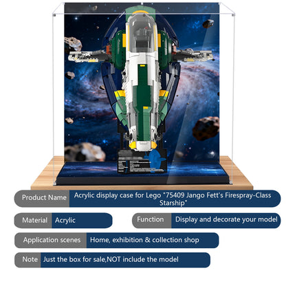 BrickArmor Display Case for LEGO 75409 Jango Fett's Firespray Building Set,Dustproof Clear Display Box Compatible with Lego75409 Class Starship(Box Only，Model Not Included)