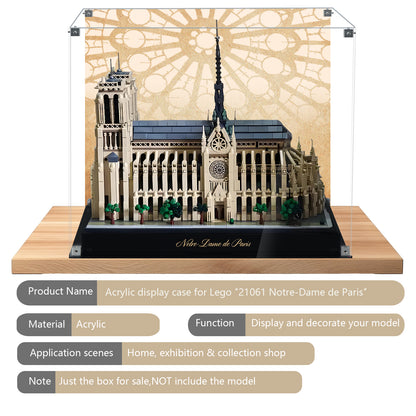 Acrylic Display Case Compatible with Lego 21061 Notre-Dame de Paris Architecture Building Set，Dustproof Clear Display Box Compatible with Lego21061(Box Only，Model Not Included)