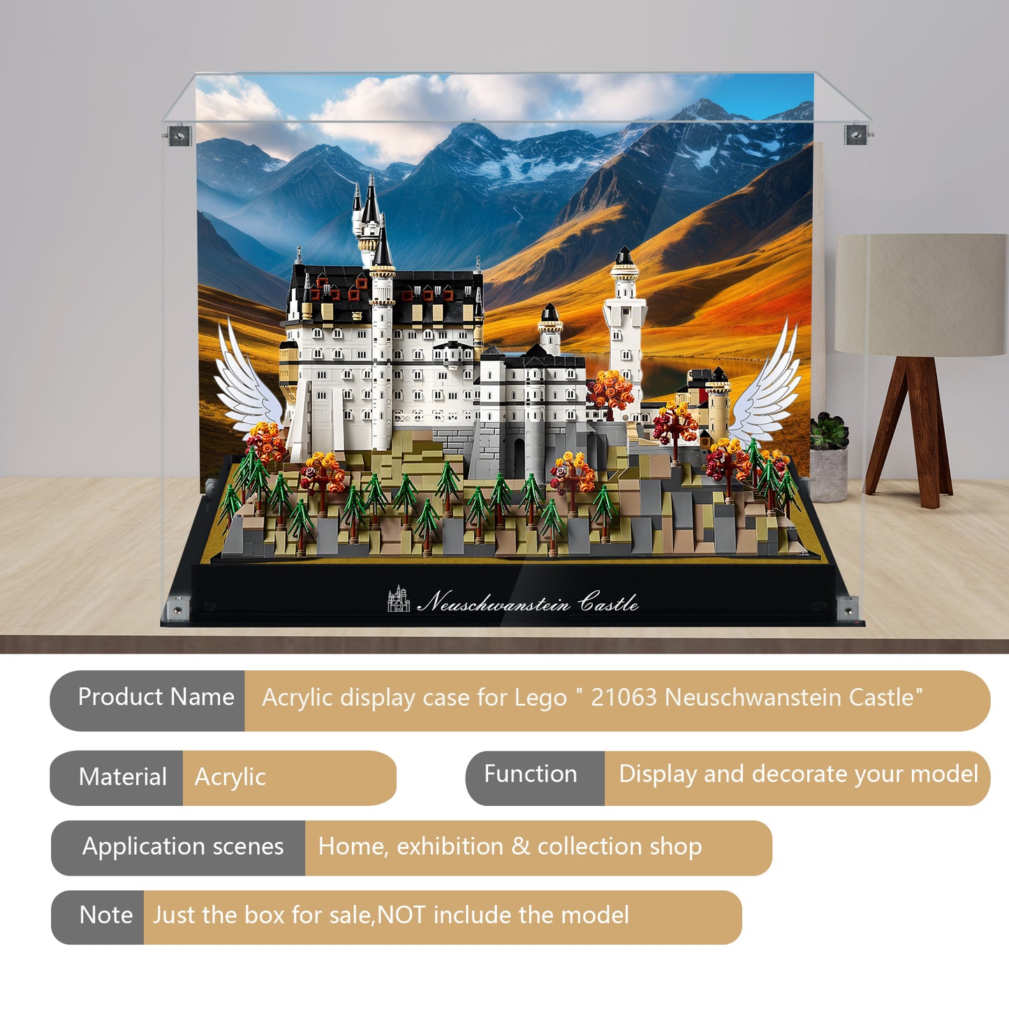 BrickArmor Display Case for LEGO 21063 Architecture Neuschwanstein Castle Building Set,Dustproof Clear Display Box Compatible with Lego21063(Box Only，Model Not Included)