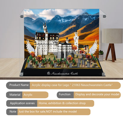 BrickArmor Display Case for LEGO 21063 Architecture Neuschwanstein Castle Building Set,Dustproof Clear Display Box Compatible with Lego21063(Box Only，Model Not Included)