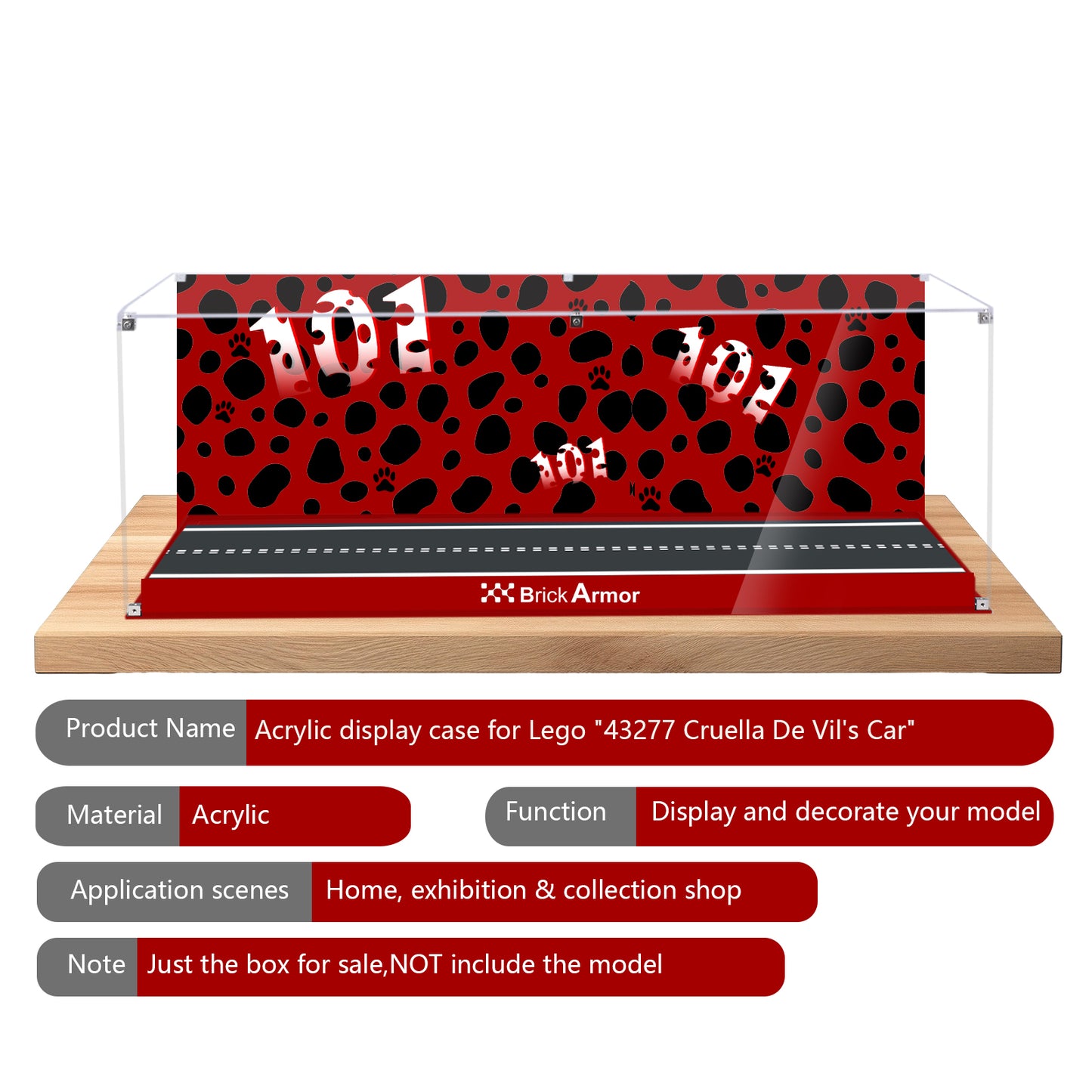 Acrylic Display Case Compatible with Lego 43277 Disney Cruella De Vil’s Car Building Set,Dustproof Clear Display Box Compatible with Lego43277(Box Only，Model Not Included)