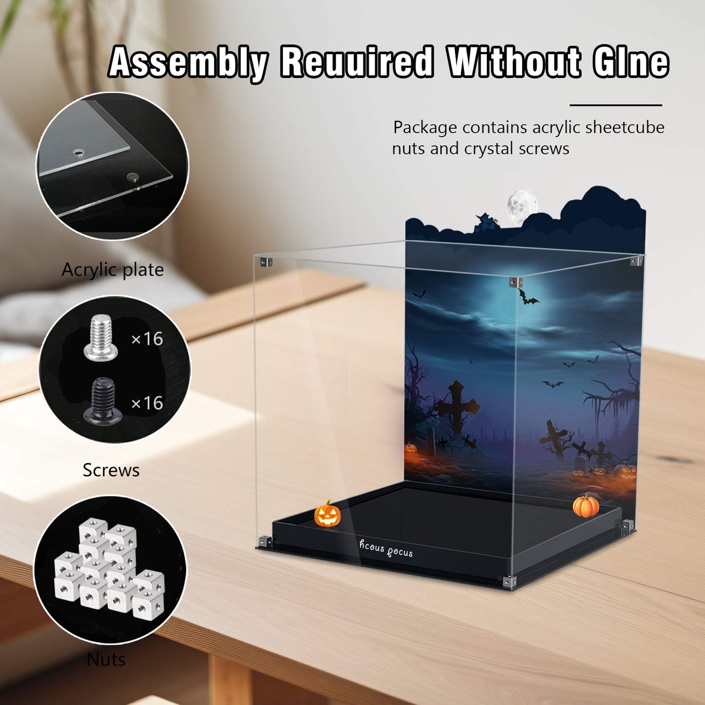 Acrylic Display Case Compatible with Lego 21341 Hocus Pocus:The Sanderson Sister's Cottage Set, Magnetic Front Panel Dustproof Display Box Compatible with Lego21341(Only Box, Model Not Included)