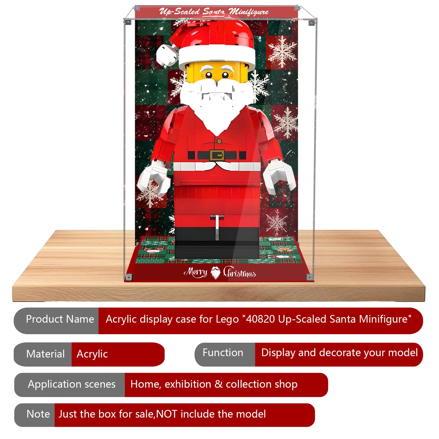 BrickArmor Display Case for LEGO 40820 Santa Minifigure Set,Innovative Magnetic Front Panel Dustproof Display Box Compatible with Lego 40820 (Only Box, Model Not Included)