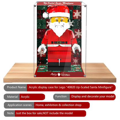 BrickArmor Display Case for LEGO 40820 Santa Minifigure Set,Innovative Magnetic Front Panel Dustproof Display Box Compatible with Lego 40820 (Only Box, Model Not Included)