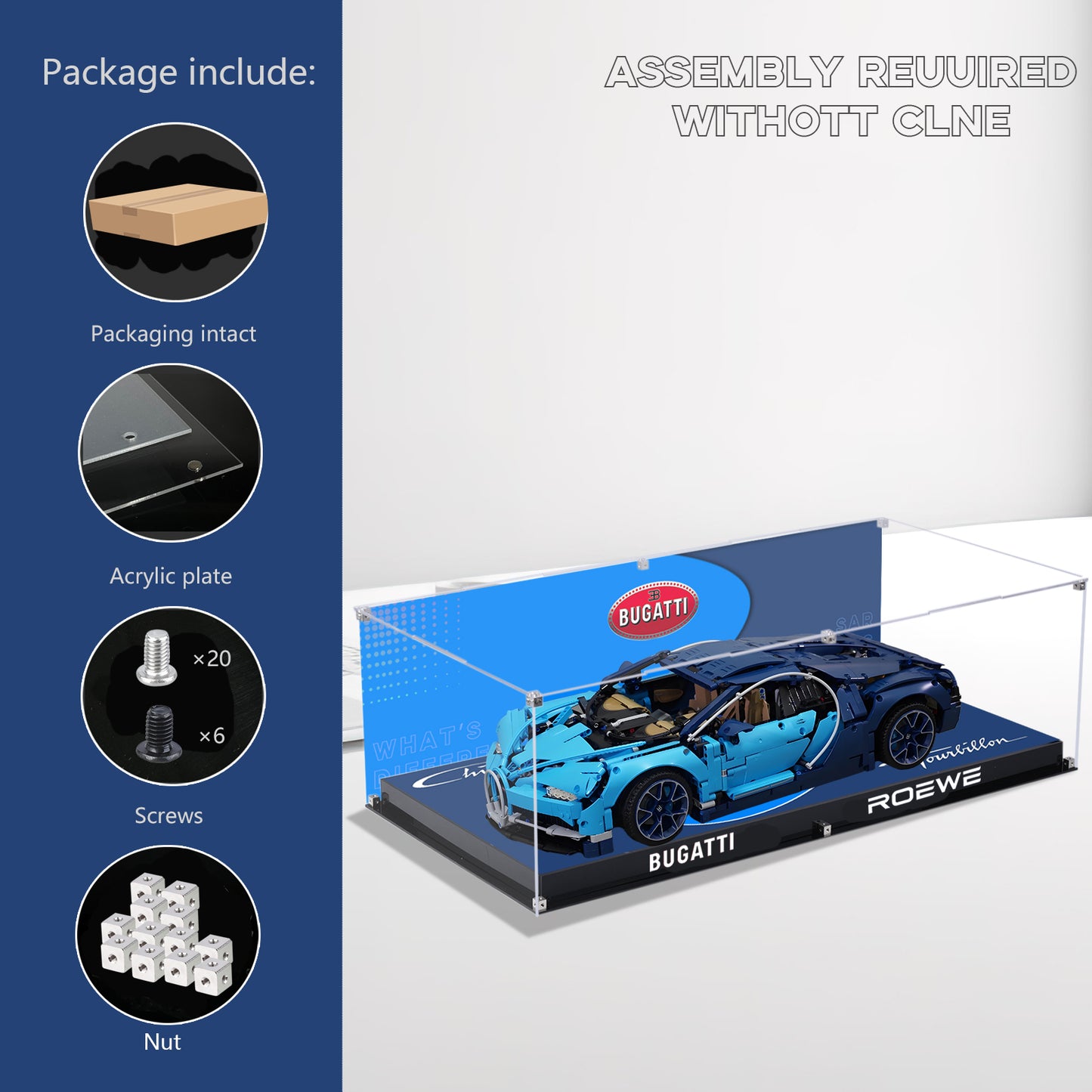 BrickArmor Display Case for LEGO Bugatti 42083