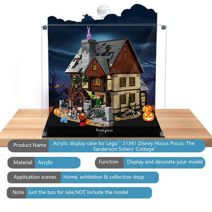 Acrylic Display Case Compatible with Lego 21341 Hocus Pocus:The Sanderson Sister's Cottage Set, Magnetic Front Panel Dustproof Display Box Compatible with Lego21341(Only Box, Model Not Included)