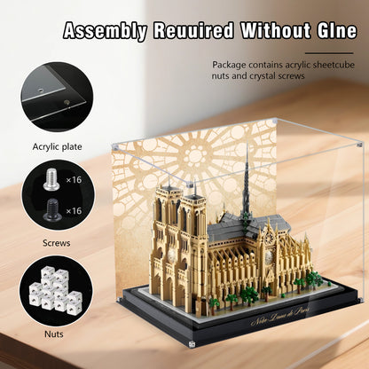 Acrylic Display Case Compatible with Lego 21061 Notre-Dame de Paris Architecture Building Set，Dustproof Clear Display Box Compatible with Lego21061(Box Only，Model Not Included)