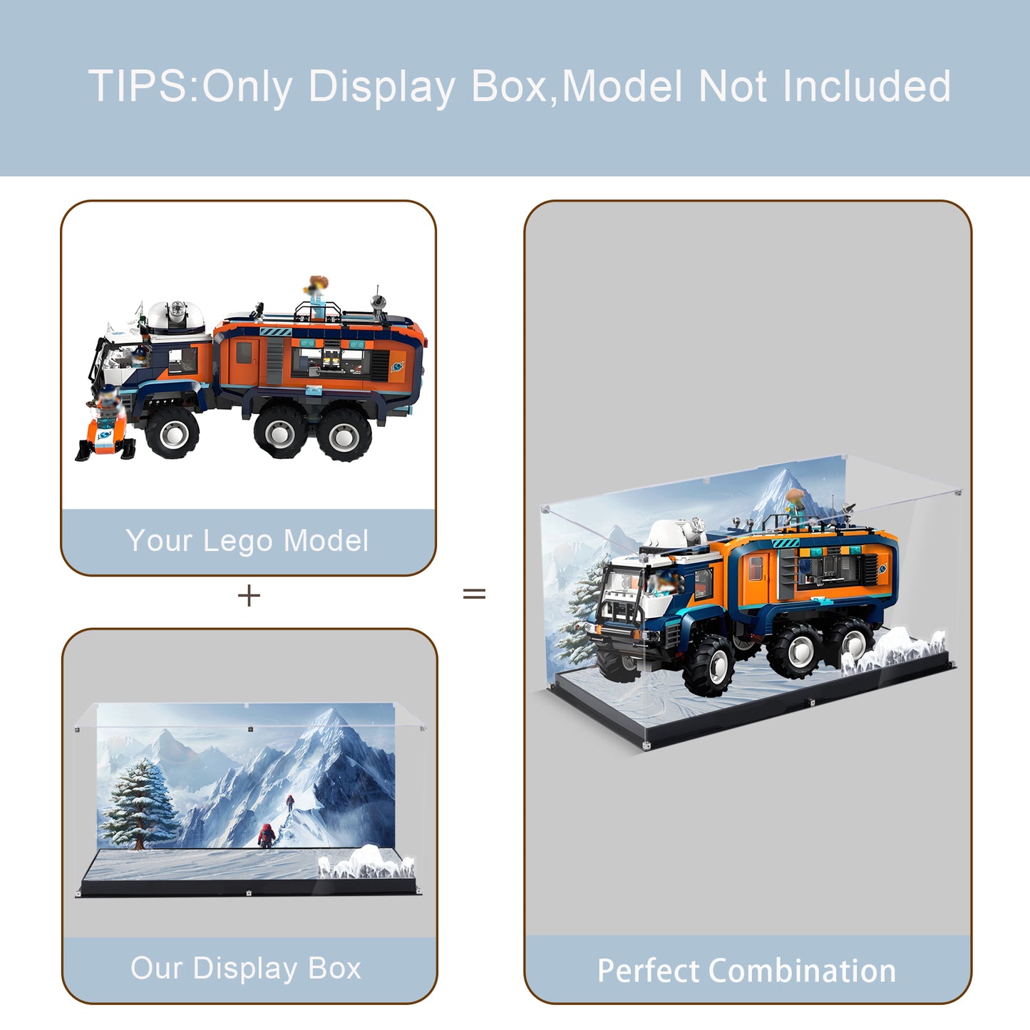 BrickArmor Display Case for LEGO 60471 Arctic Explorer Science Lab Truck Set,Innovative Magnetic Front Panel Dustproof Display Box Compatible with Lego 60471 (Only Box, Model Not Included)