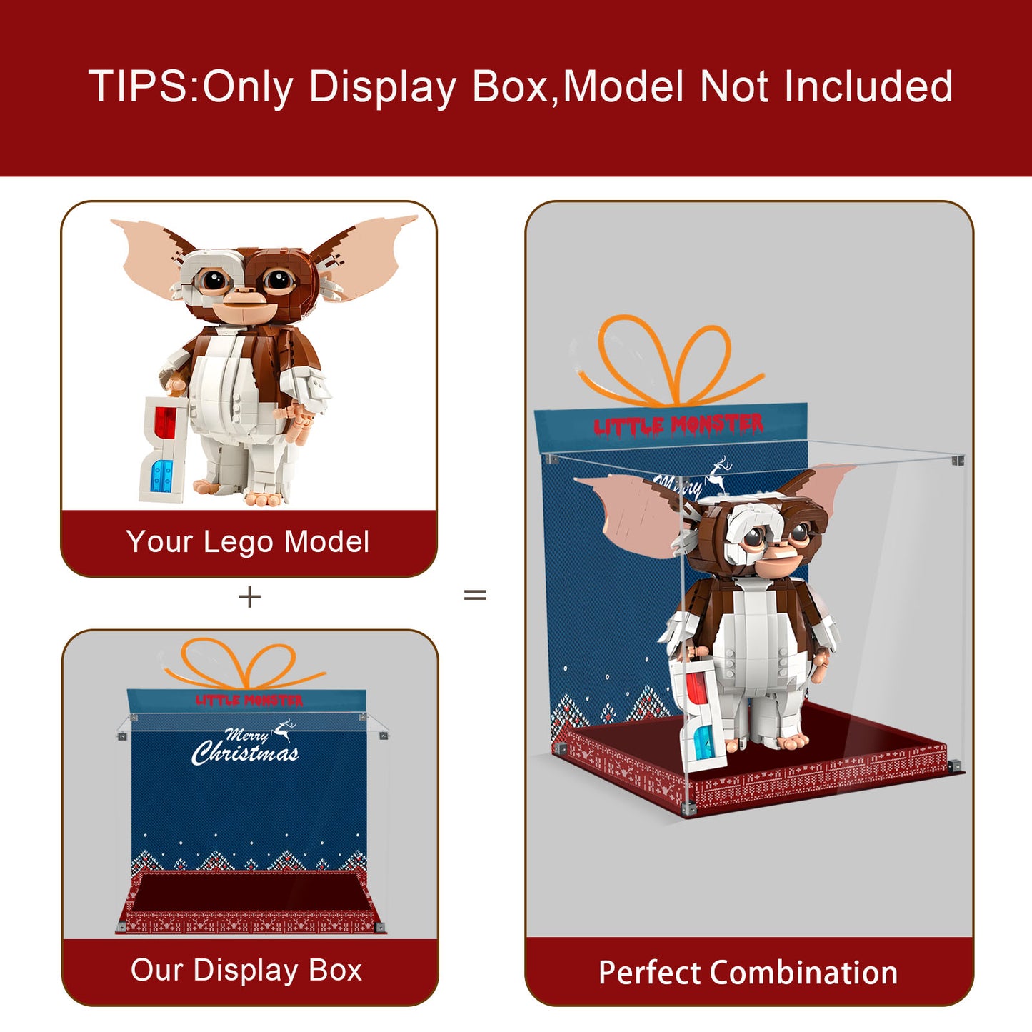 BrickArmor Display Case for LEGO 21361 Gizmo The Little Monster Building Set,Dustproof Clear Display Box Compatible with Lego21361 Gremlins(Box Only，Model Not Included)